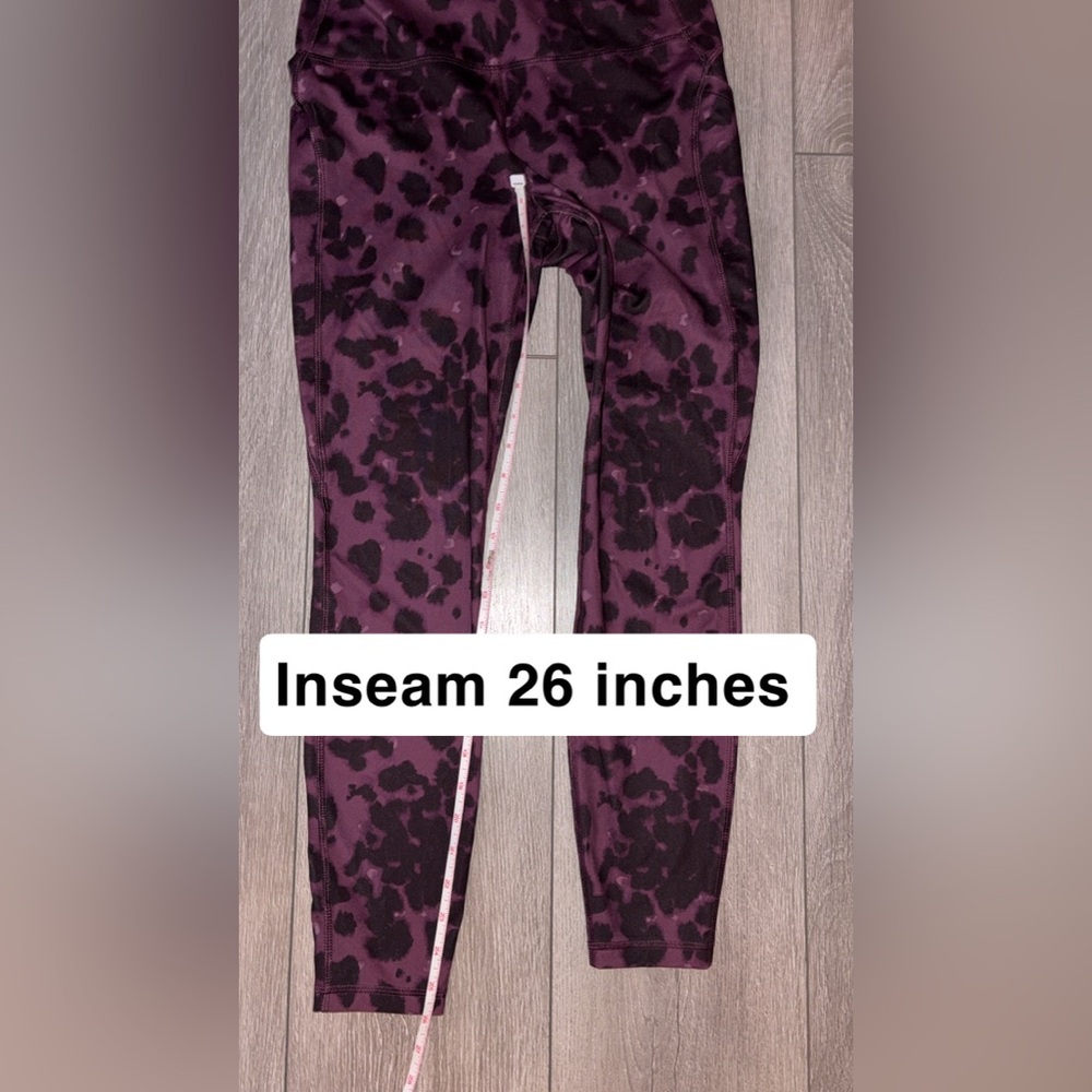 All In Motion Medium Athletic Leggings Purple & Black Animal Print Pockets EUC - Picture 4 of 7